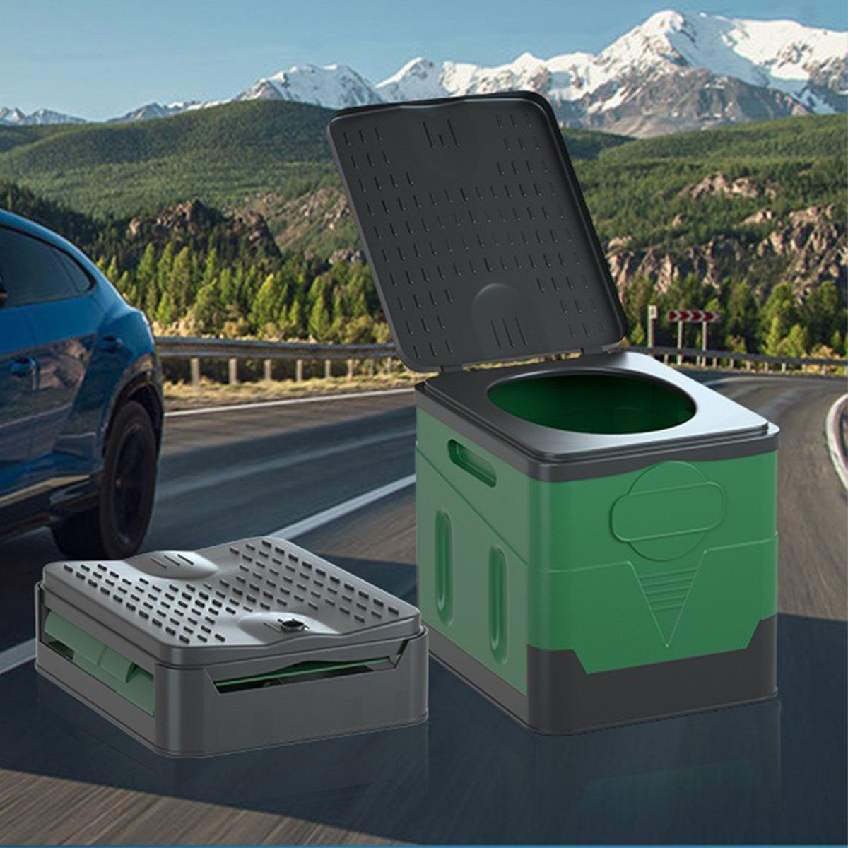 XDeer Campingtoilette Campingtoilette Tragbare Toilette Faltbare WC Camping, mit Müllbeutel Toilette für Chemietoilette