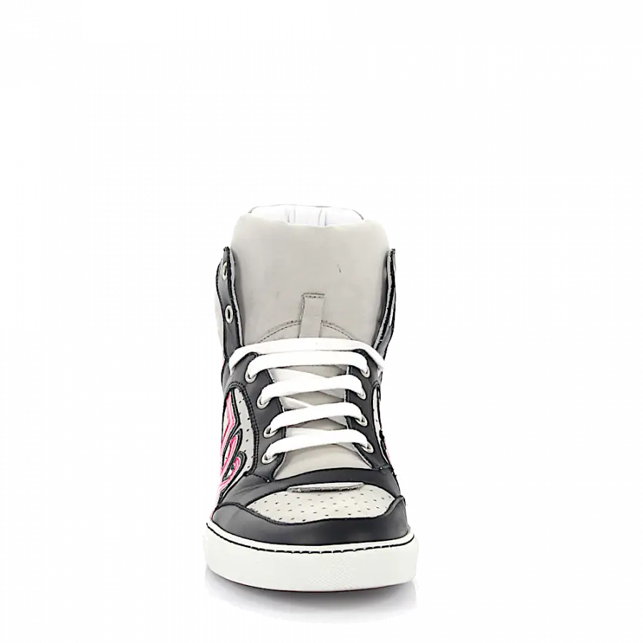 Dsquared2 - Sneaker high Nappaleder Nubukleder Leo Print grau pink schwarz - grau
