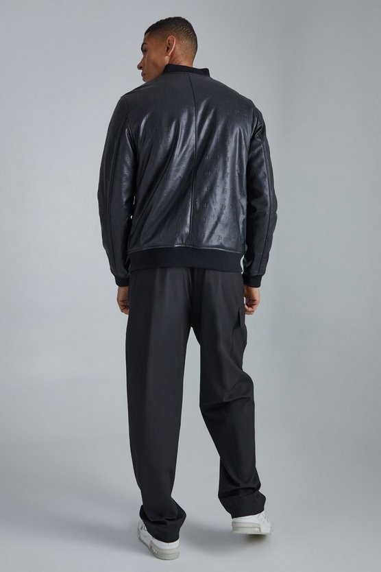 Geprägte PU-Jacke mit Aufnäher