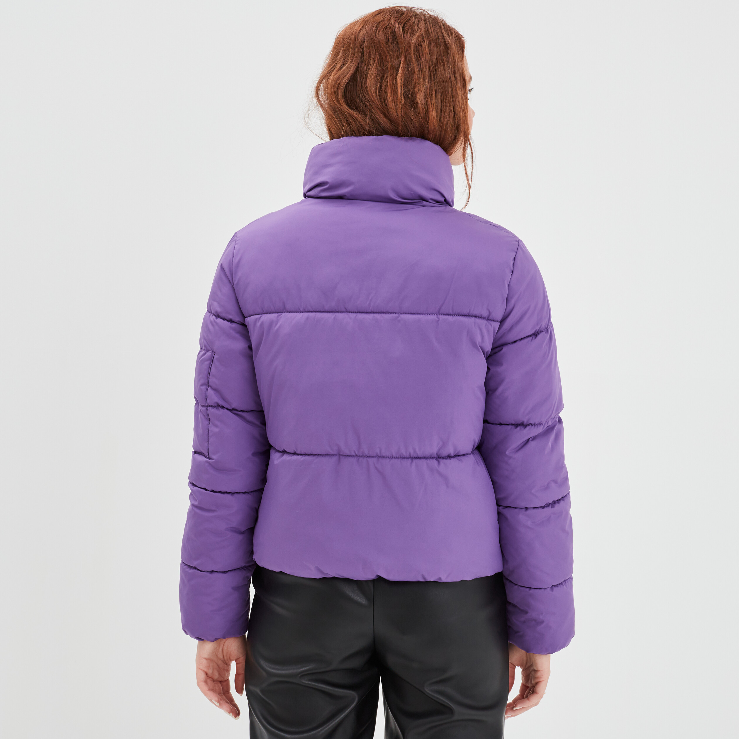 Doudoune courte à col montant violet foncé femme | La Halle