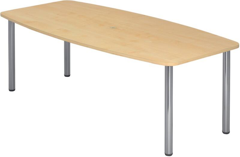 Hammerbacher Konferenztisch Ahorn, Silber Chrom, Melaminharzbeschichtete Spanplatte KT22C 2.200 x 1.050 x 740 mm