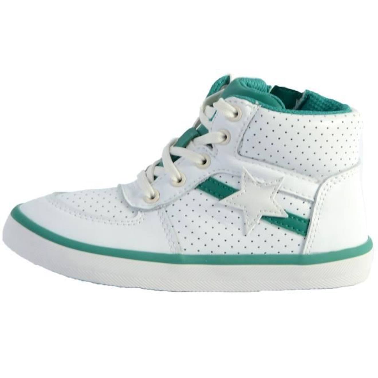 Basket Cuir Clarks Enfant City Flake K blanc