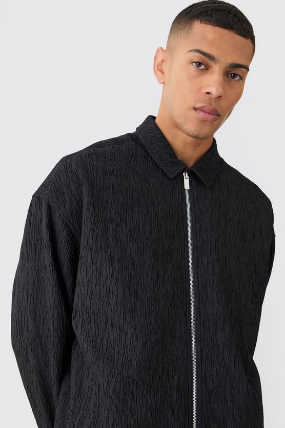 Smarte strukturierte Satin Harrington-Jacke