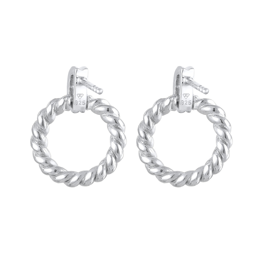 Elli Elli Boucles d'Oreilles Clous d'oreilles pour femmes ronds torsadés en argent ste Boucles d'oreilles