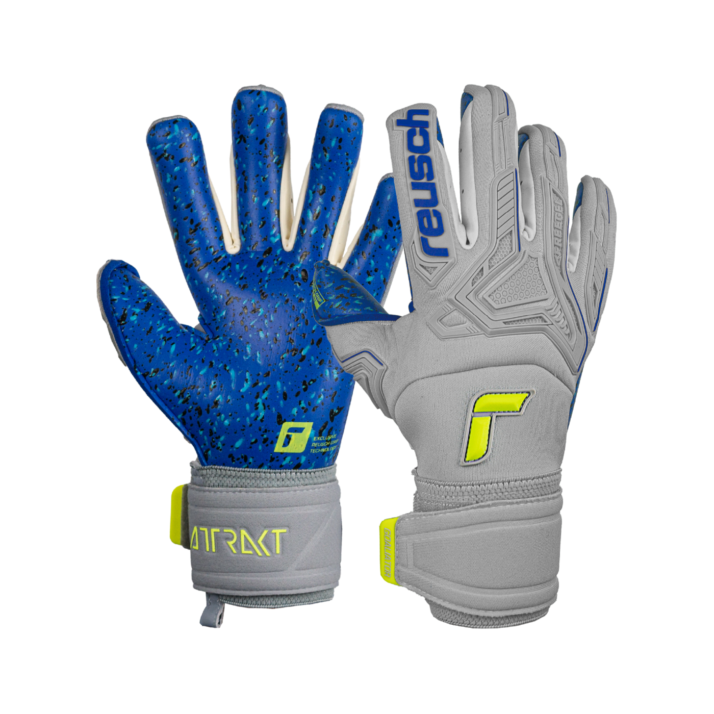 Reusch Attrakt Freegel Fusion Goaliator Torwarthandschuhe Grau Gelb Blau F6006