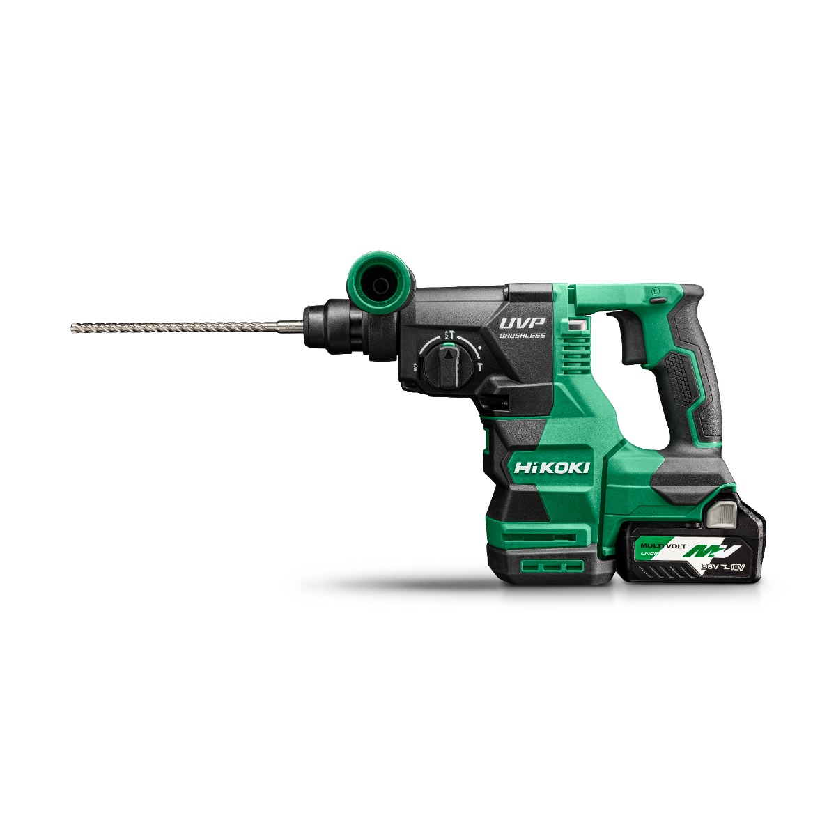 Martillo perforador inalámbrico multivoltaje HiKOKI DH3628DAWRZ de 36 V y 2,5 Ah en estuche HSC III.
