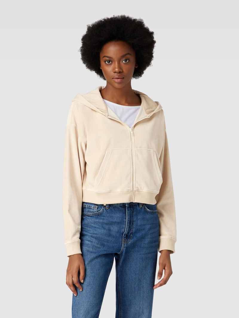 Sweatjacke mit überschnittenen Schultern und Eingrifftaschen in sand
