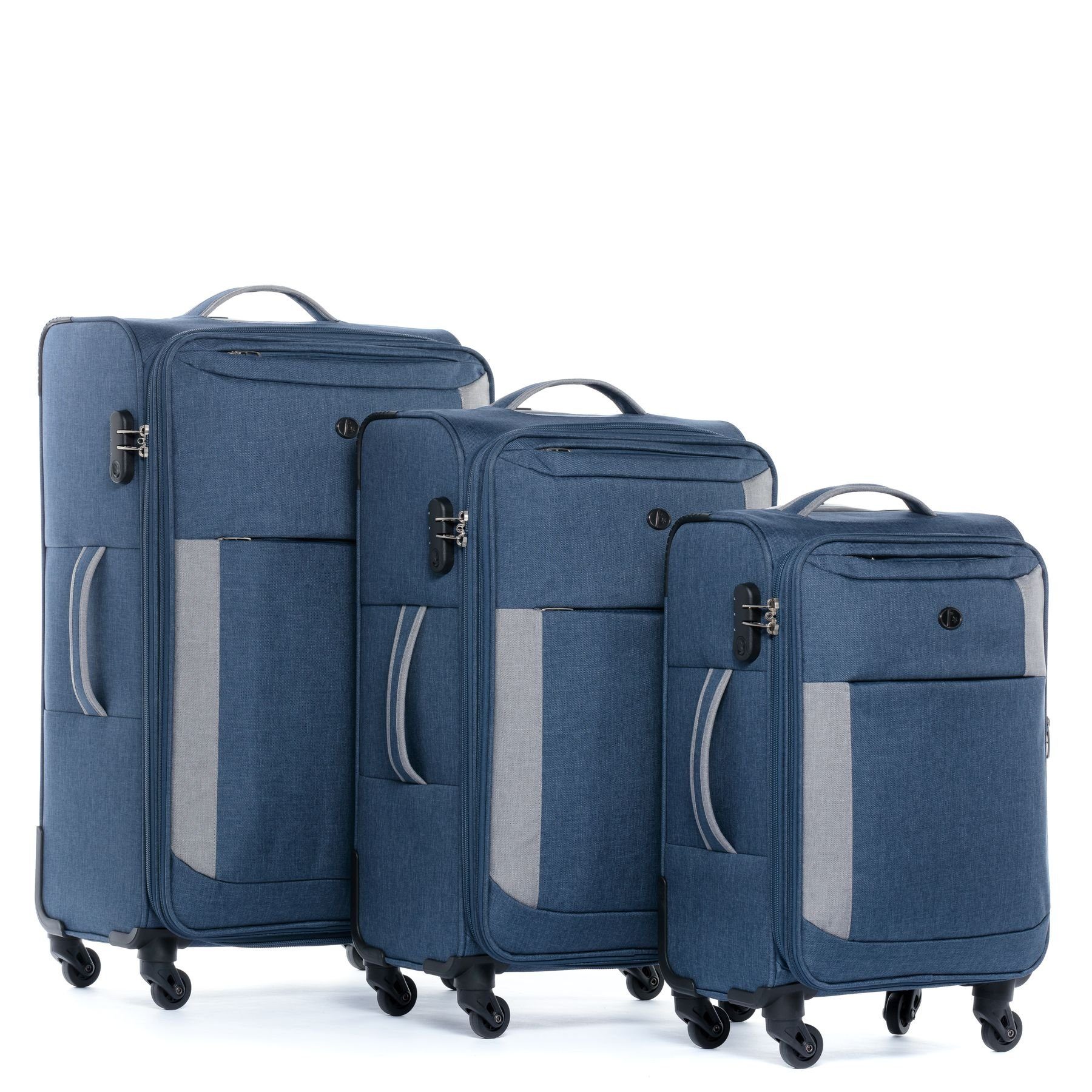 FERGÉ Kofferset 3 teilig Weichschale erweiterbar Saint-Tropez, Trolley 3er Koffer Set, Reisekoffer 4 Rollen, Premium Rollkoffer