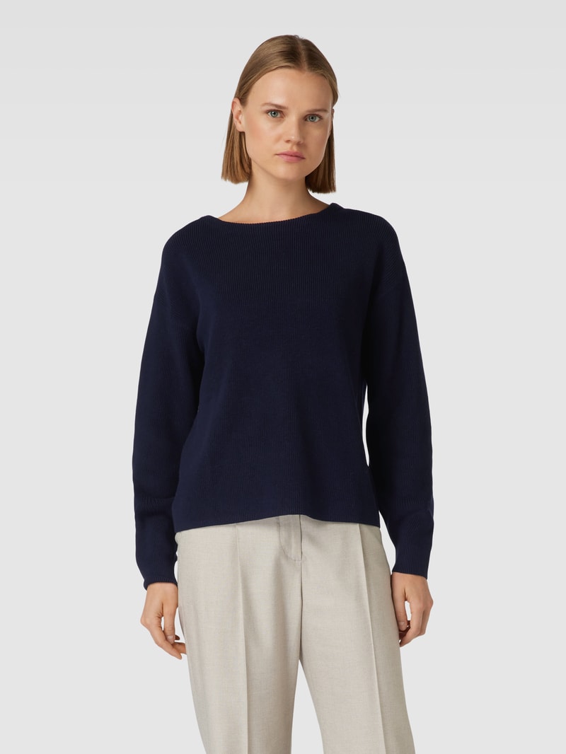 Strickpullover mit Rundhalsausschnitt in dunkelblau