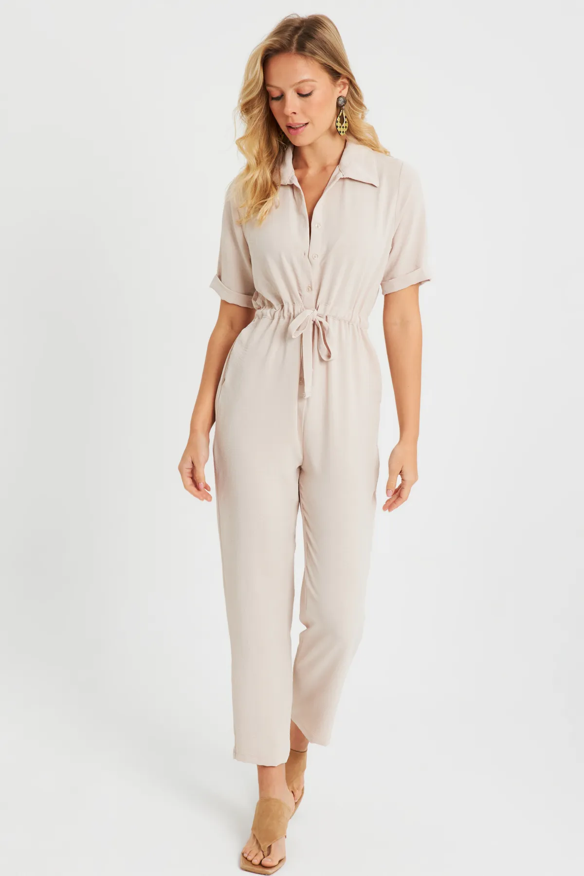 Cool & Sexy  Jumpsuit - Beige - Regular Fit