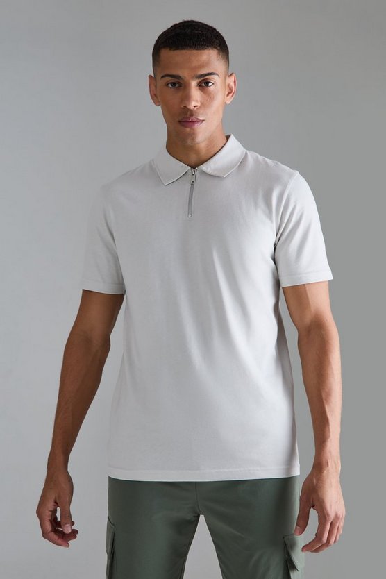 Slim-Fit Poloshirt mit Reißverschluss