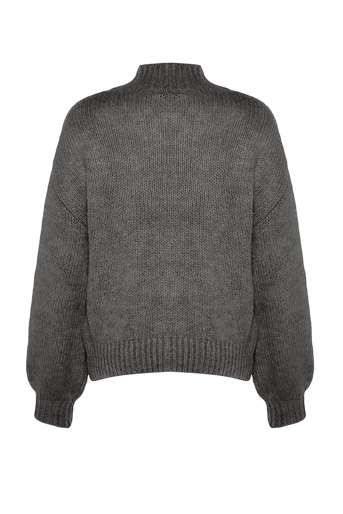Trendyol Collection  Anthrazit Weich Strukturierter Dicker Rundhals Strickpullover TWOAW24KZ00290
