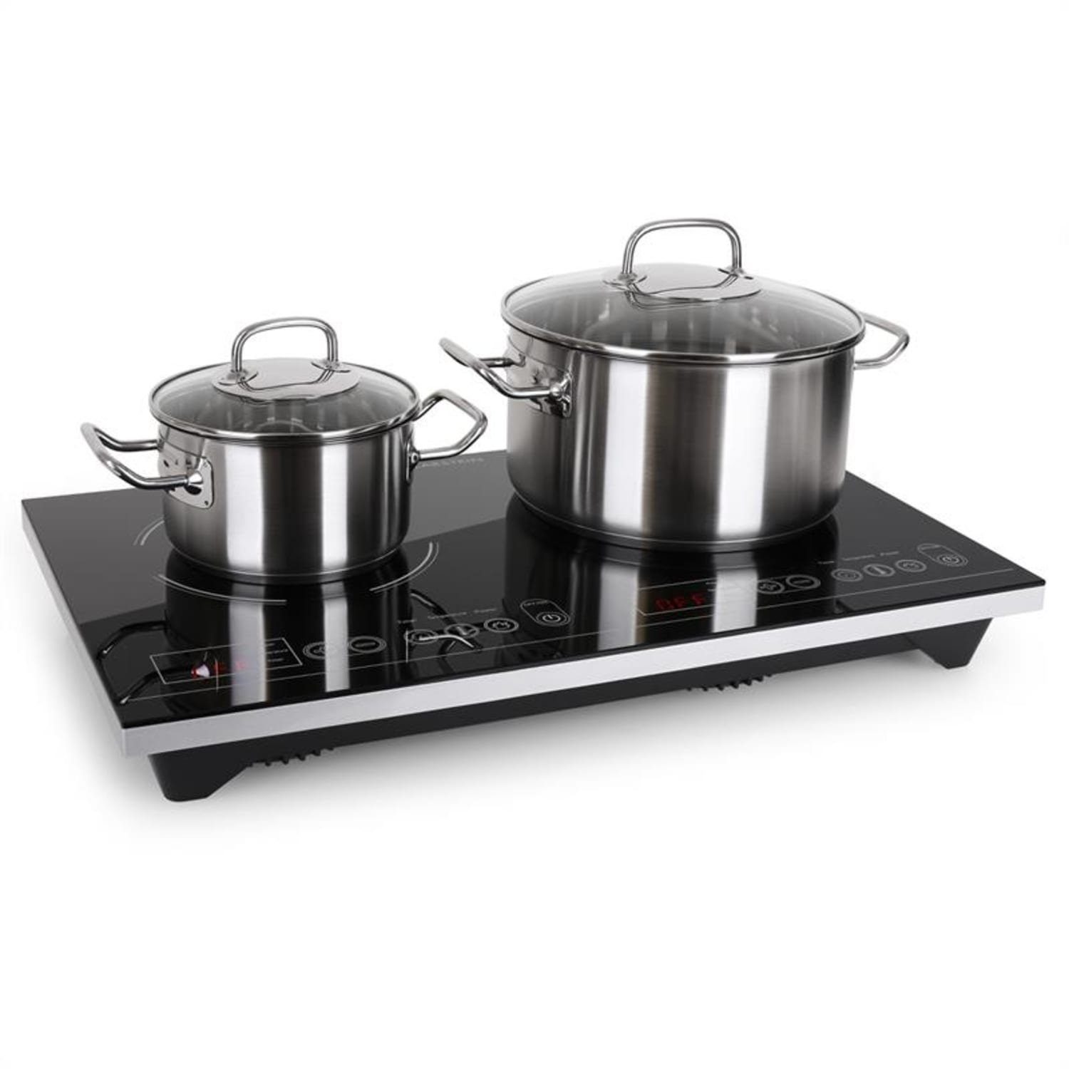 Klarstein Induktions-Kochfeld VariCook XL Doppel-Induktions-Kochfeld 3100W Timer 240°C Touch CP3-VARICOOK XL-H, Induktionskochfeld 2 Zonen Glaskeramik Kochfeld Induktion