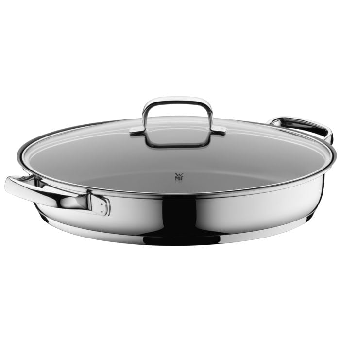 Gourmet-/Fischpfanne mit Glasdeckel, oval, 38 x 26 cm