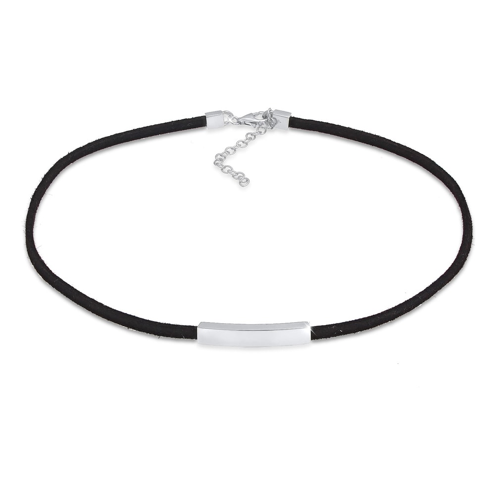 Elli Elli Collier Plaque de bracelet pour dames Tendance textile noire en argent sterl collier