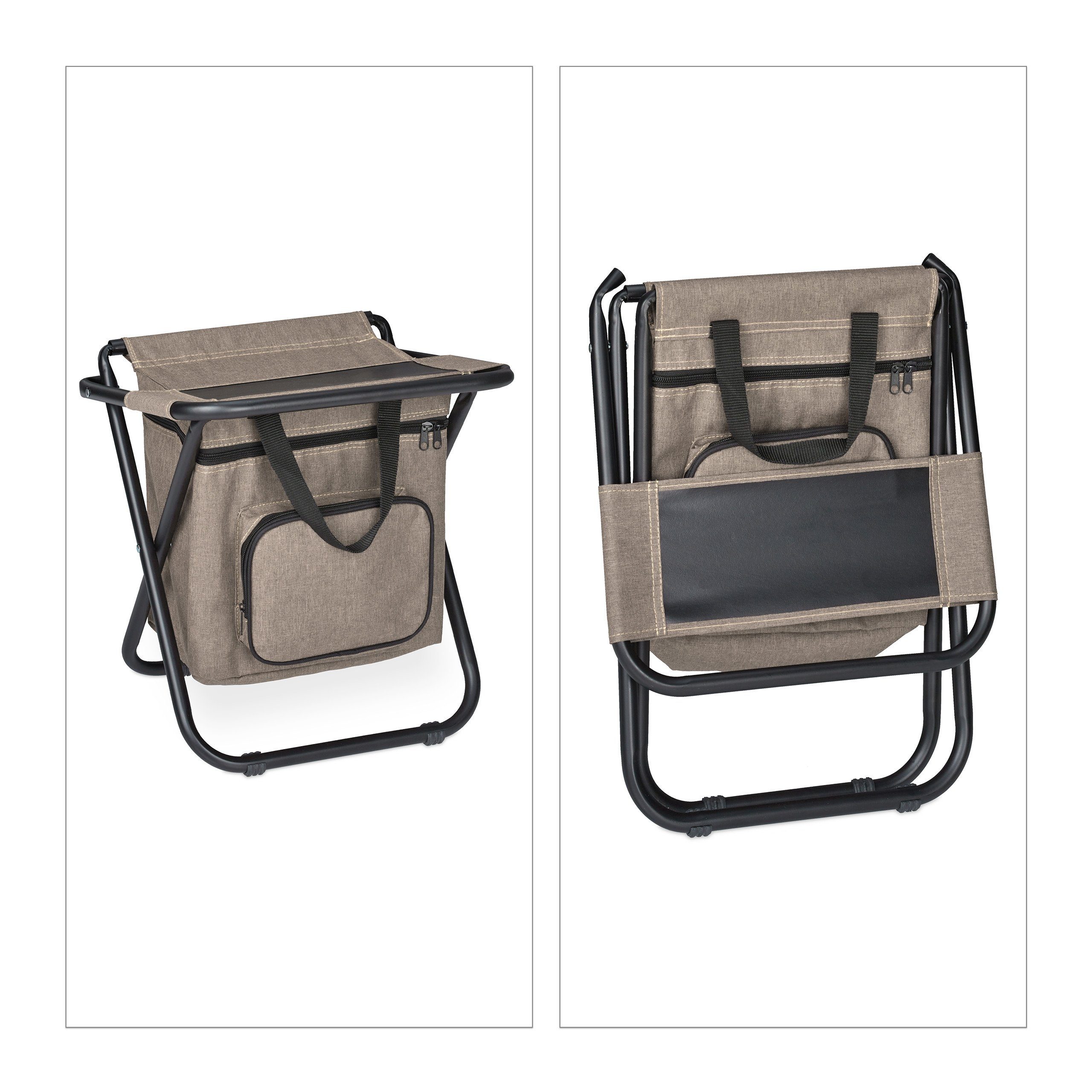 relaxdays Campinghocker Beiger Campinghocker mit Lehne