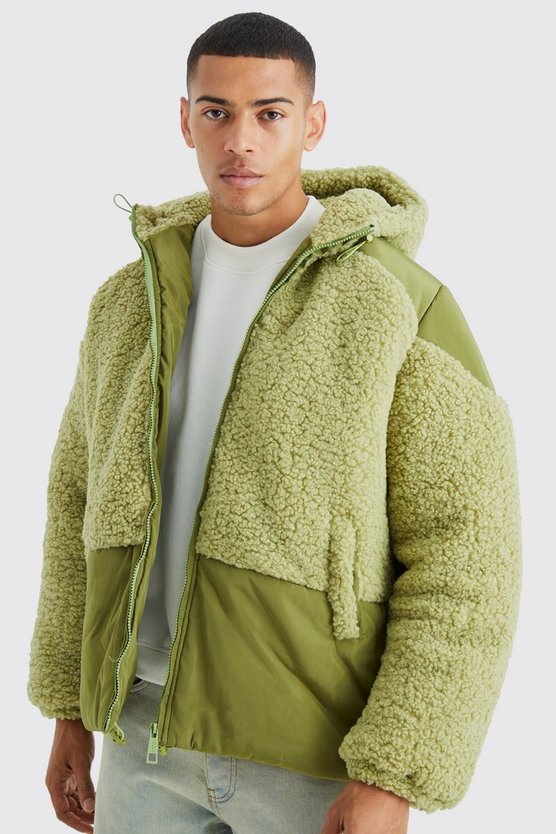 Steppjacke aus Borg & Nylon Mischung