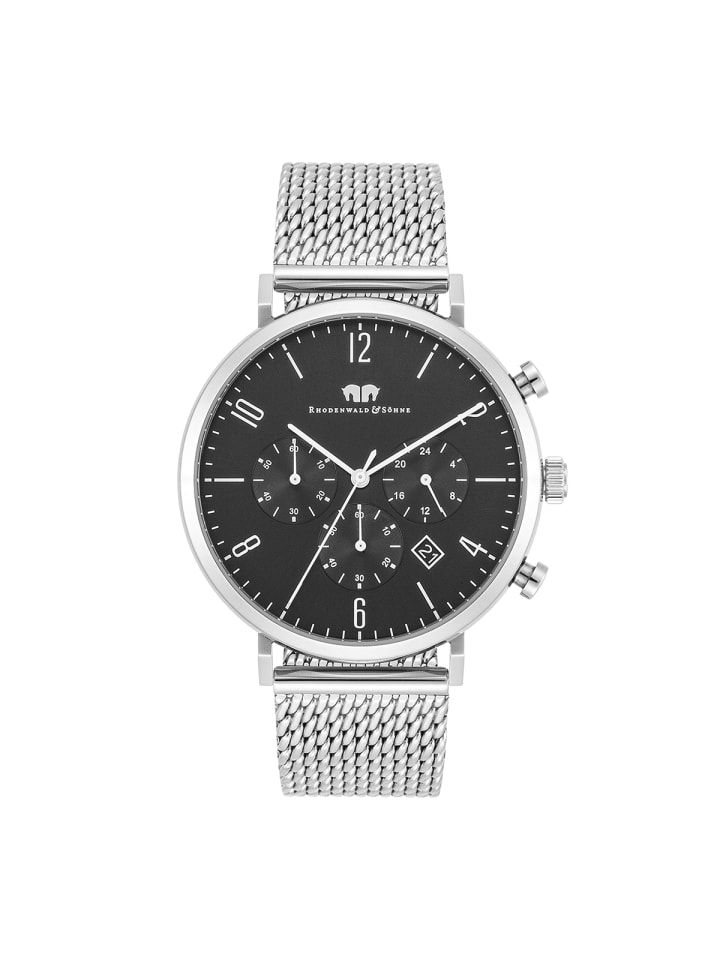 Rhodenwald & Söhne Herren Chronograph silber Edelstahl silber in silber günstig kaufen 21,5 cm