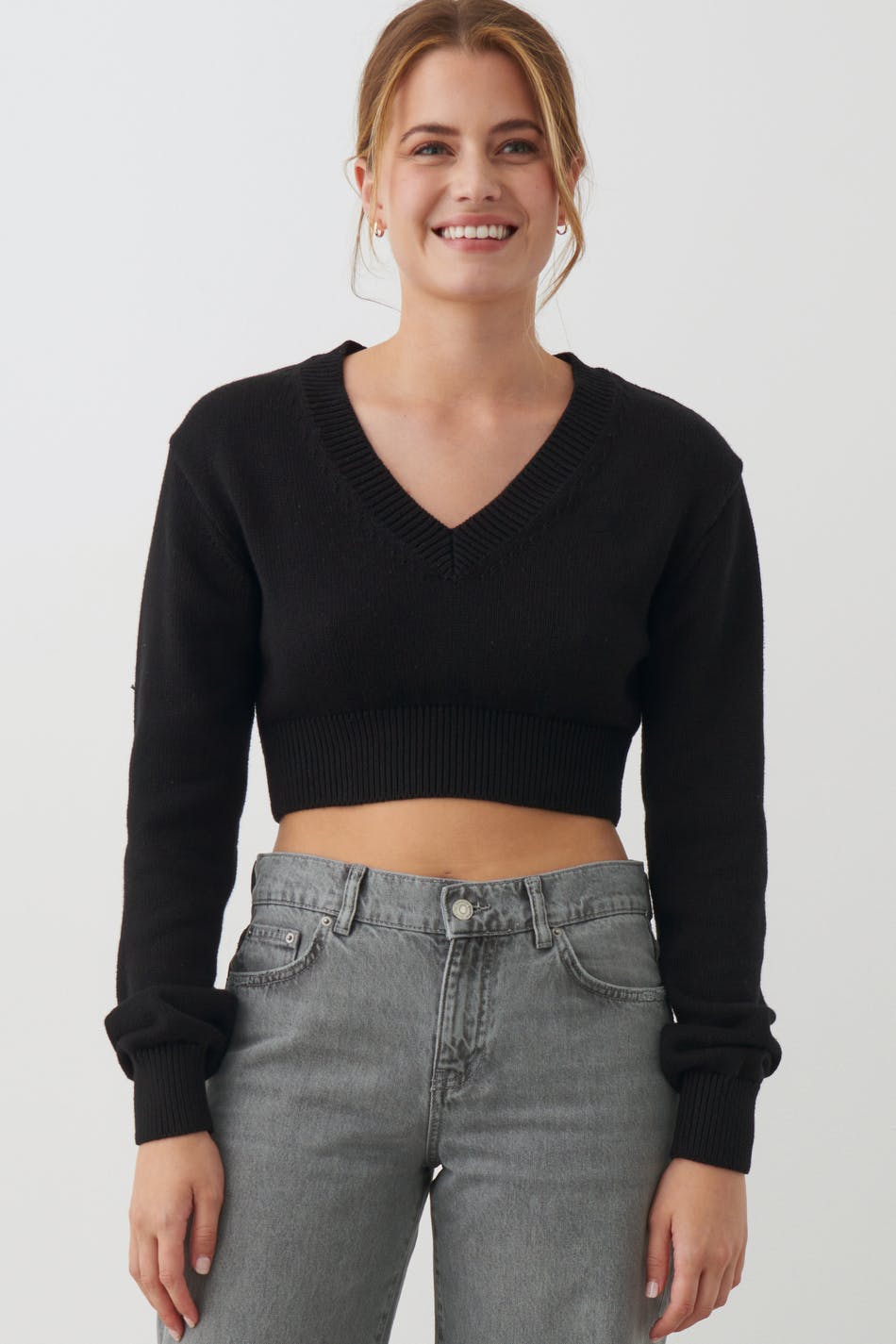 V-neck knitted sweater