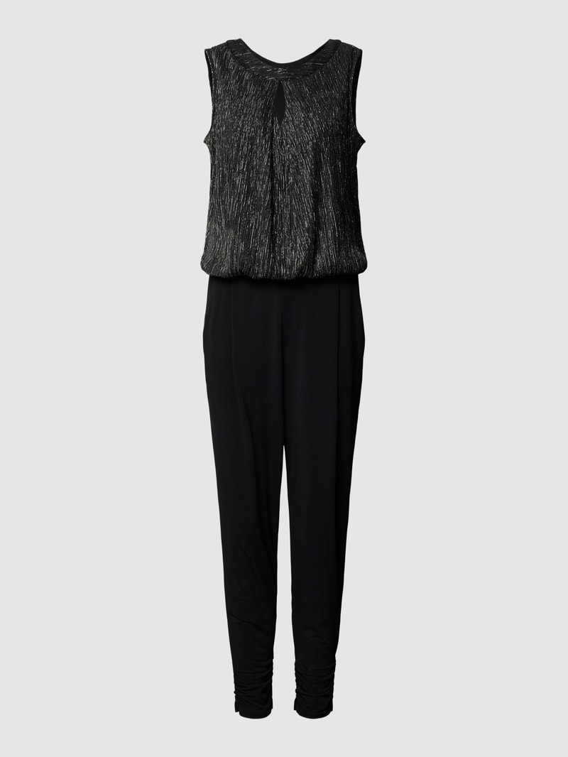 Jumpsuit mit Schlüsselloch-Ausschnitt in metallic schwarz