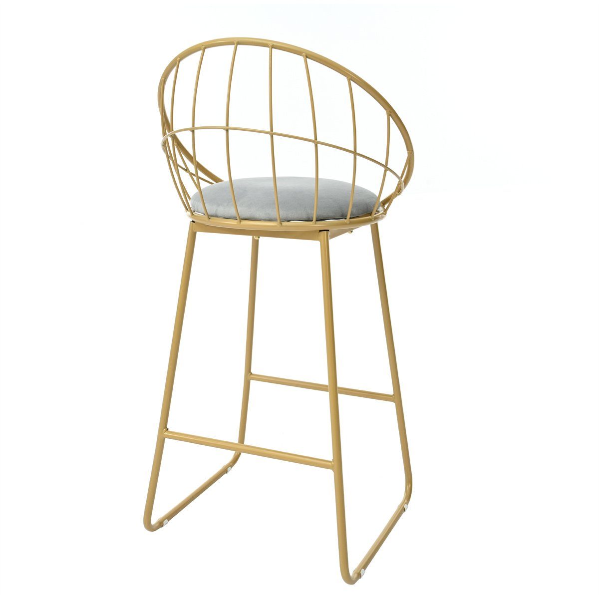 XDeer Bartisch Bartisch-Set,Barhocker mit Rückenlehne,Moderner Barstuhl-Set, Grau Samtpolsterung und Gestell aus goldfarbenem Eisen