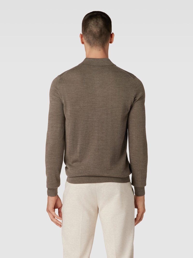 Strickpullover mit Polokragen in taupe meliert