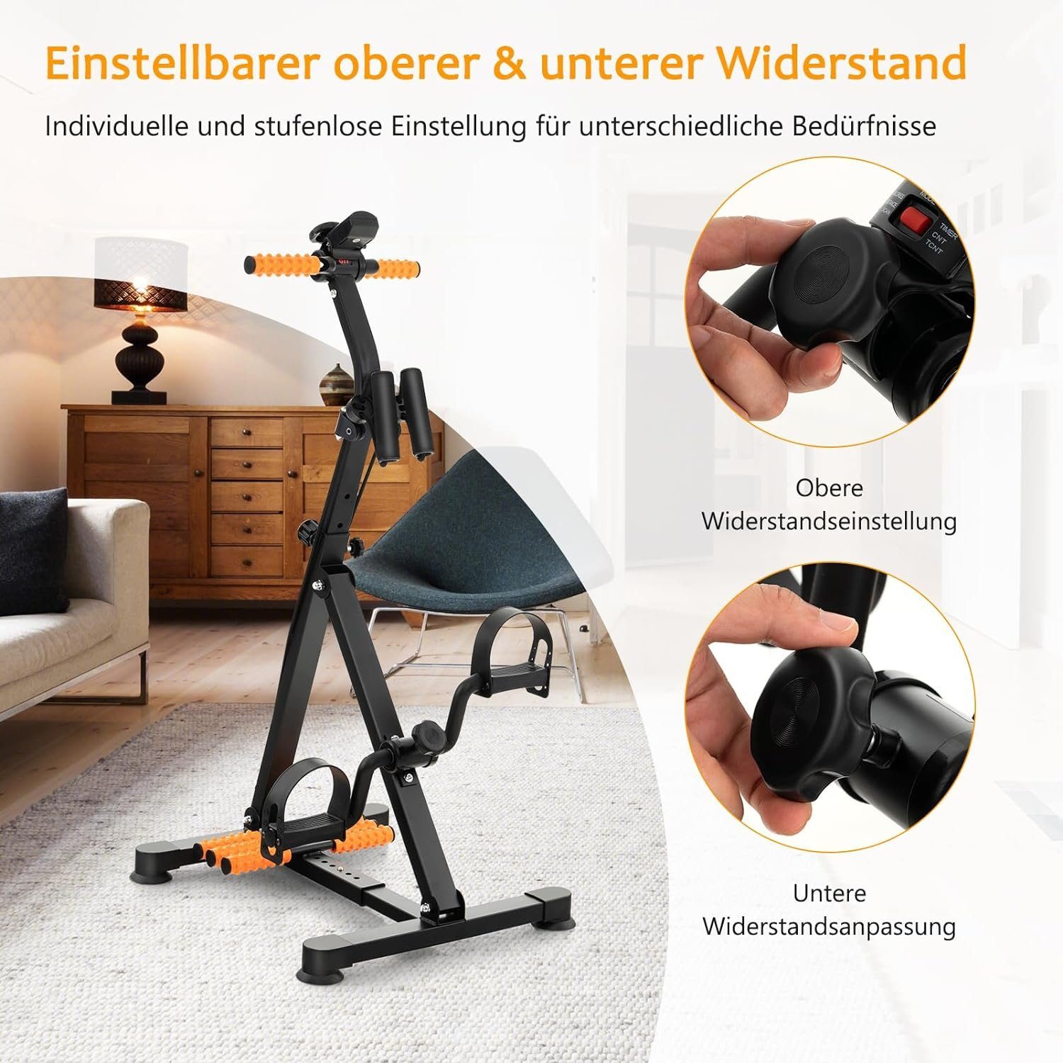 KOMFOTTEU Heimtrainer Pedaltrainer Senioren, mit LCD Display, 45 x 43-53 x 87-100 cm
