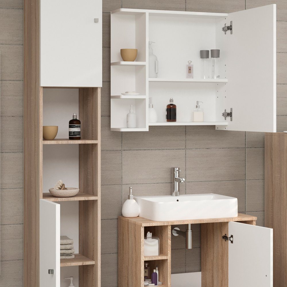 Vicco Badmöbel-Set Badezimmerset FYNN Sonoma Set 3, (3-er Set, 3-St., 3-er Set)