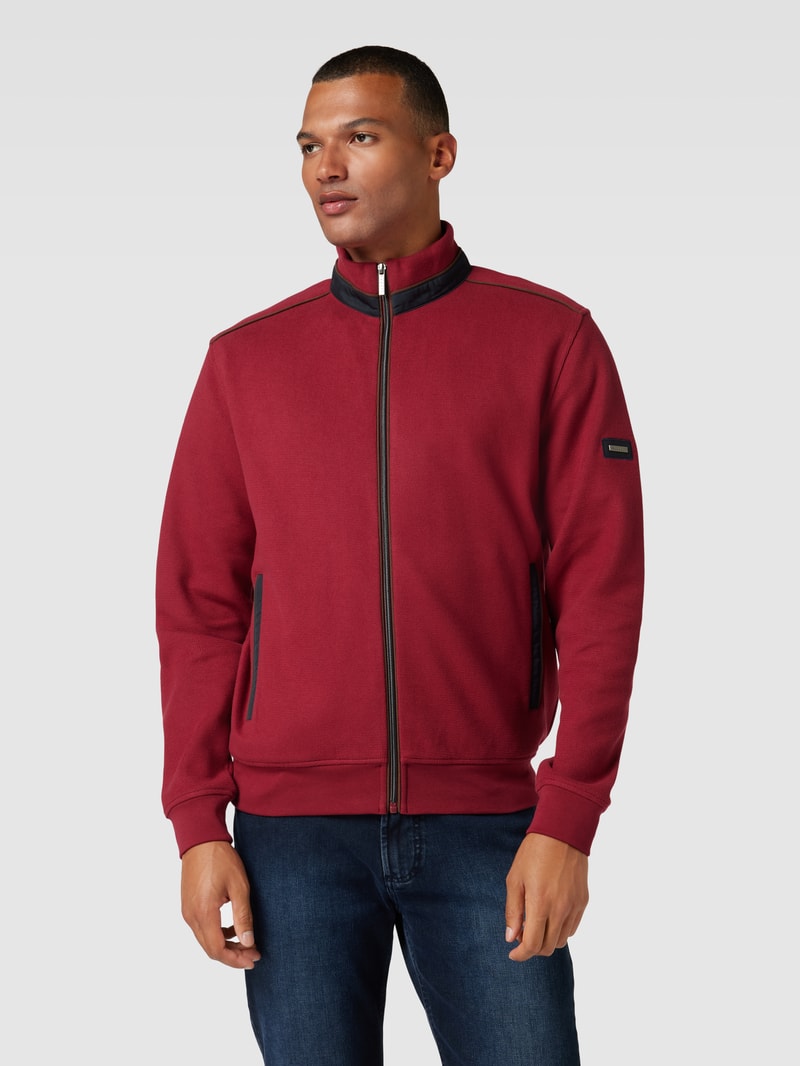 Sweatjacke mit Reißverschluss in bordeaux rot