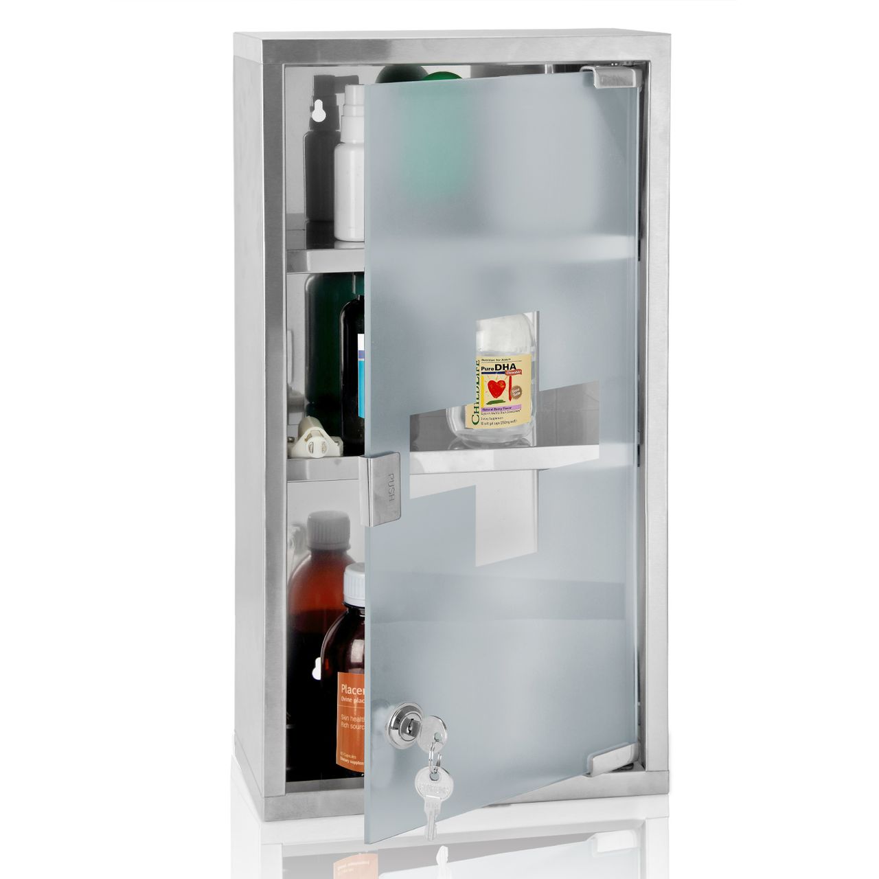 DEUBA Medizinschrank Erste Hilfe groß 48,5 x 25 x 12cm silber