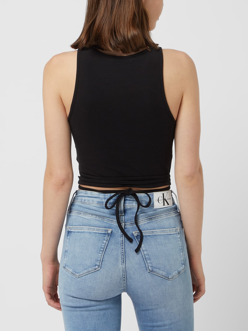 Crop Top mit Schnürung  in black