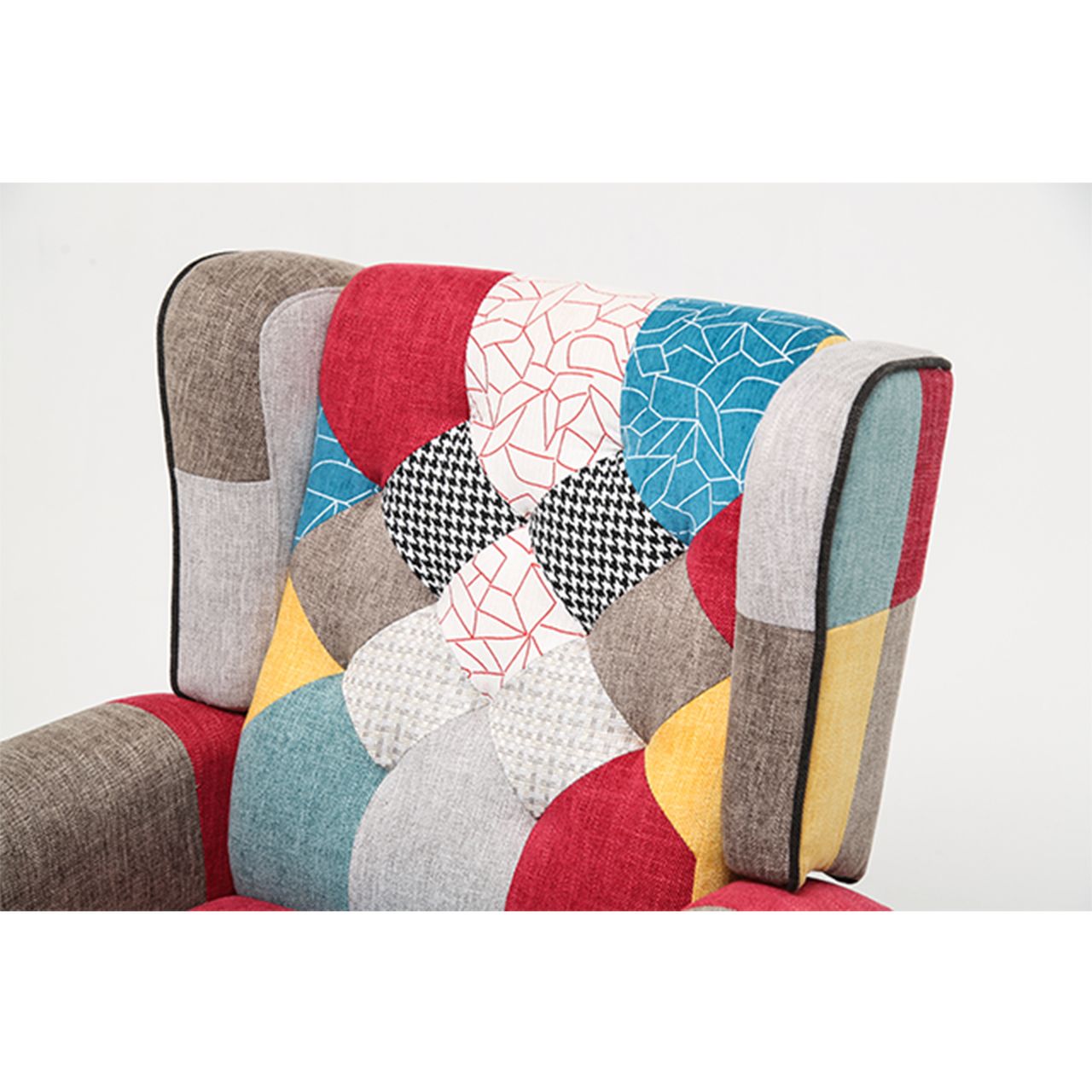 Better Home Skandinavischer Sessel mit verstellbarer Rückenlehne PICO, stoffbezug Patchwork bunt