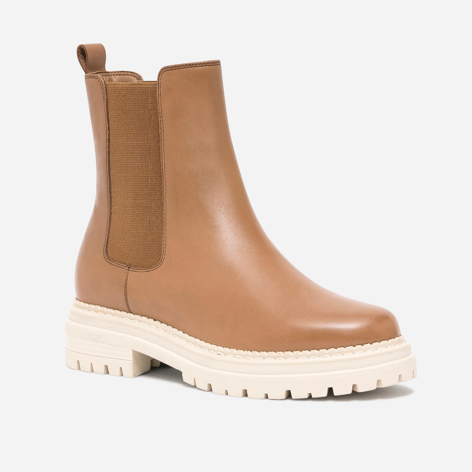 Chelsea boots TEXTO camel en cuir à semelle crantée
