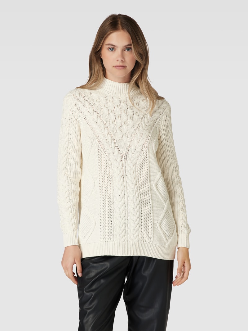 Strickpullover mit Zopfmuster Modell 'NORA' in offwhite