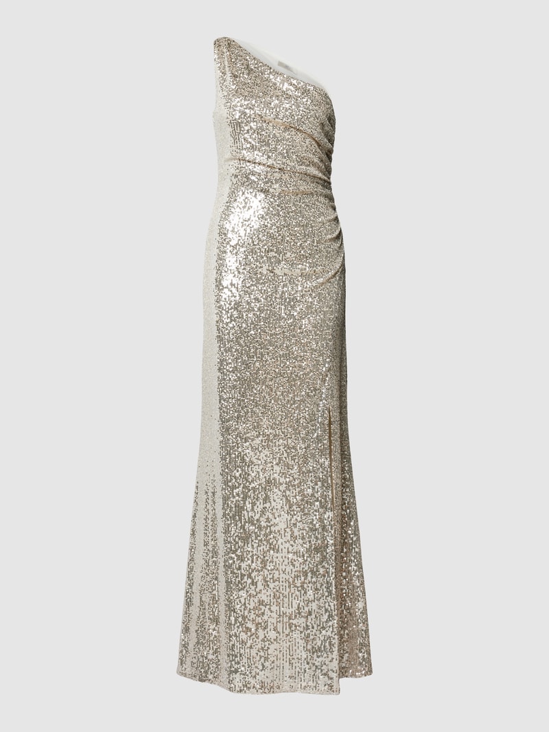 Abendkleid mit One-Shoulder-Träger in sand meliert