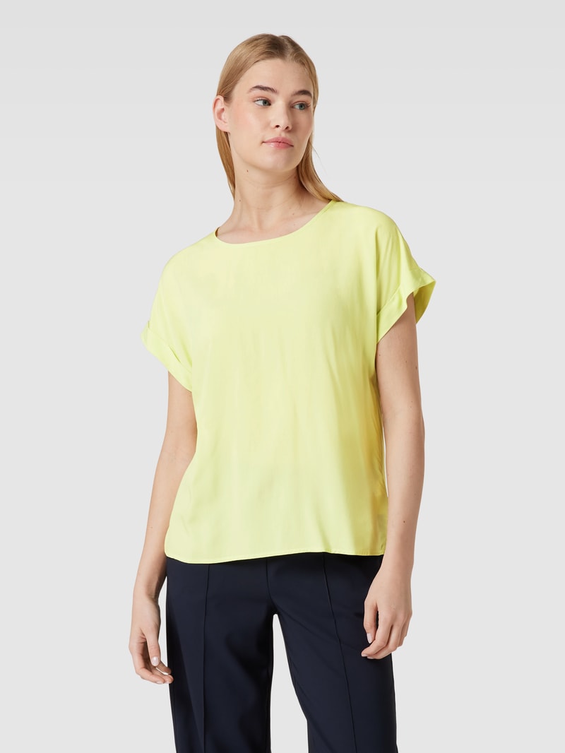 Blusenshirt aus reiner Viskose mit Kellerfalte in neon grün