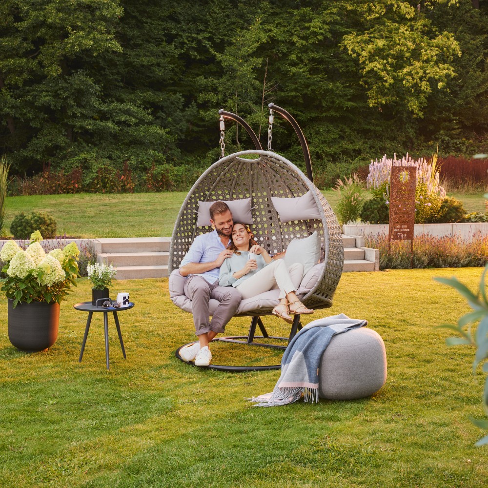 Home Deluxe Polyrattan Hängesessel TWIN grau