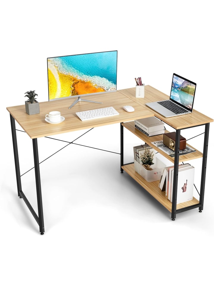 COSTWAY Schreibtisch L-Form in Beige günstig kaufen onesize