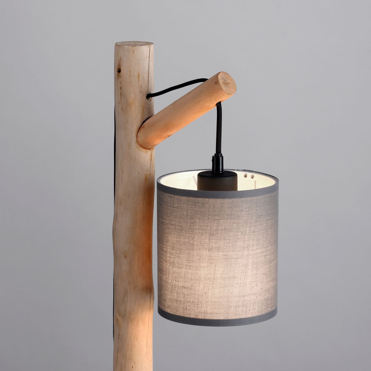 JUST LIGHT Tischleuchte GREEN TRIBU, 1x E27/10,00Watt max., Eukalyptusholz, Taupe