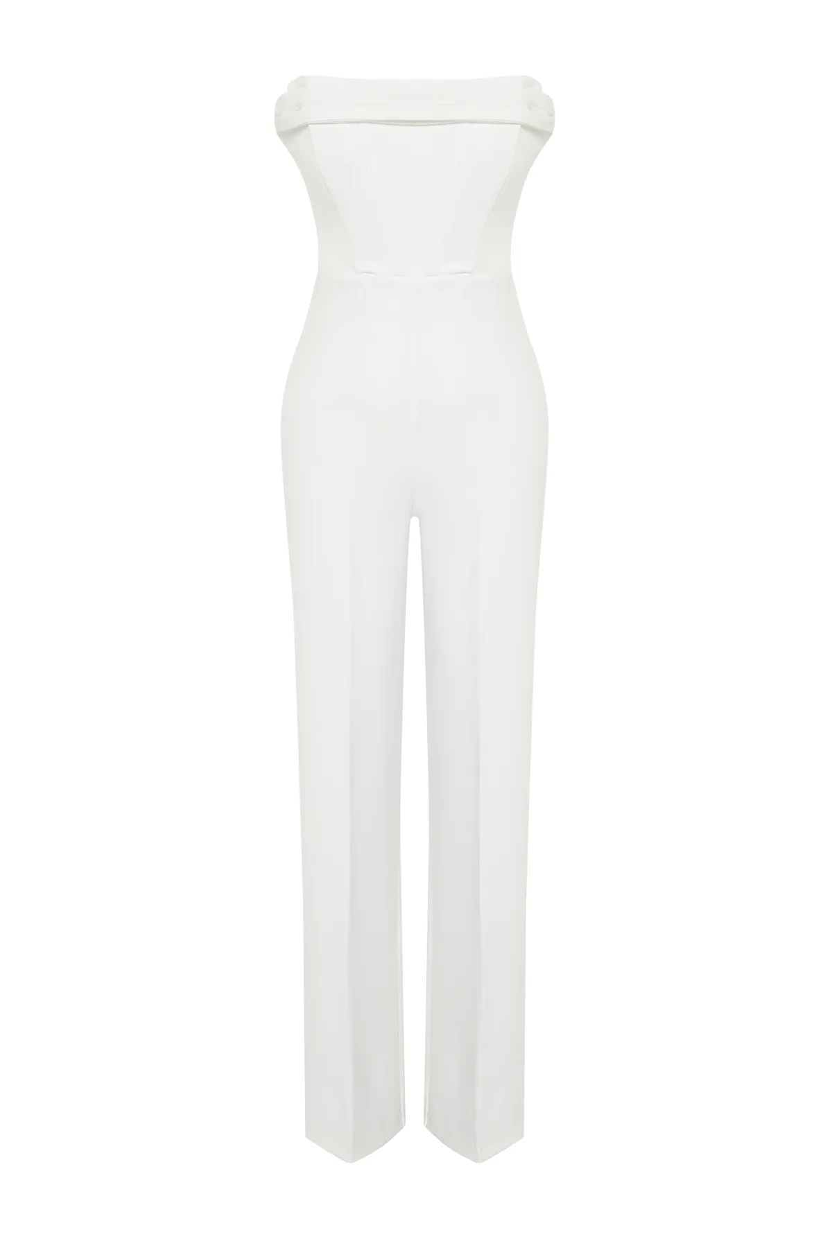 Trendyol Collection  Weißer gewebter Hochzeits-/Nikah-Jumpsuit mit Korsett-Details TPRSS24TU00002