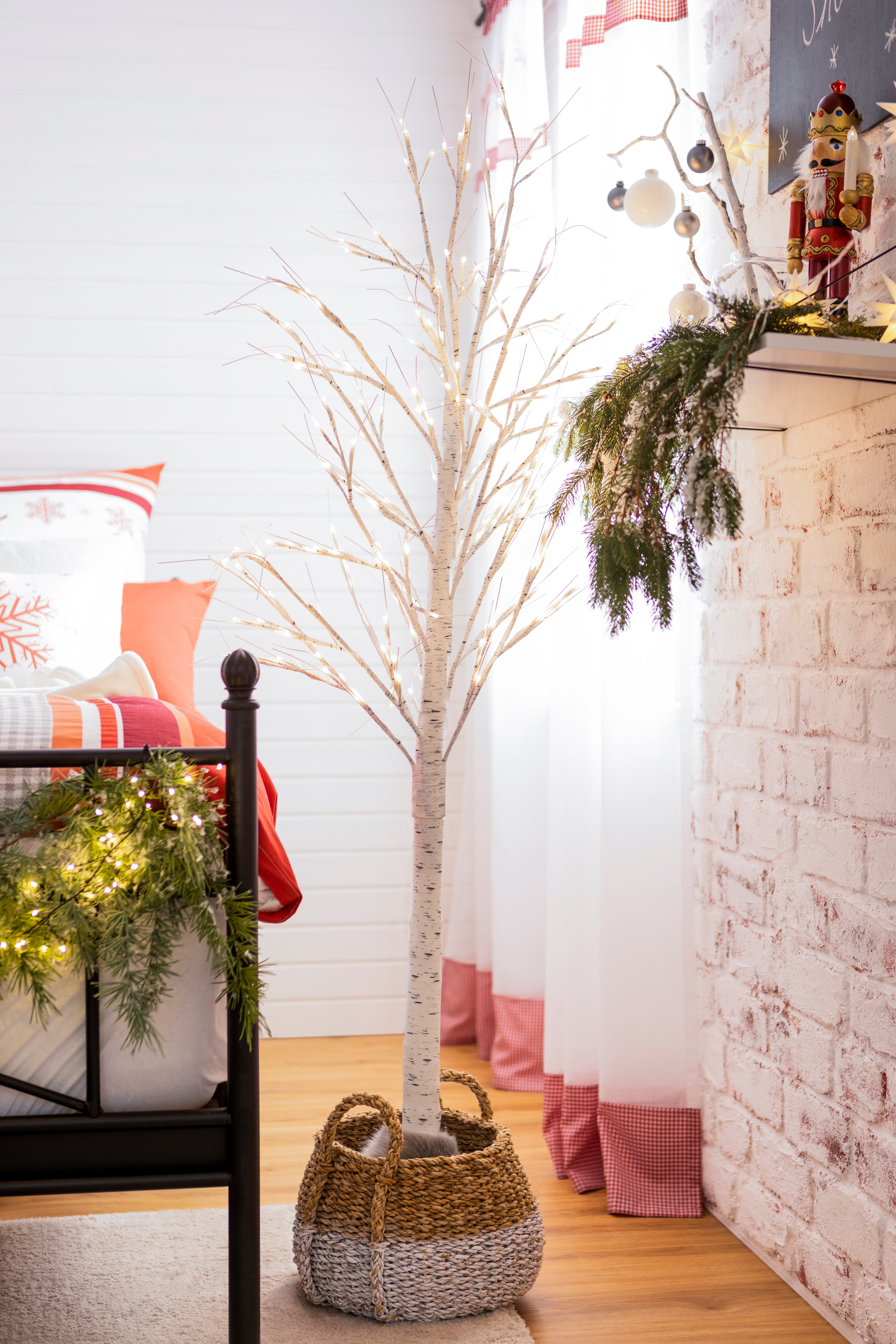 BONETTI LED Baum Birkenbaum, Timerfunktion, LED fest integriert, Warmweiß, mit zahlreichen LEDs, Weihnachtsdeko aussen