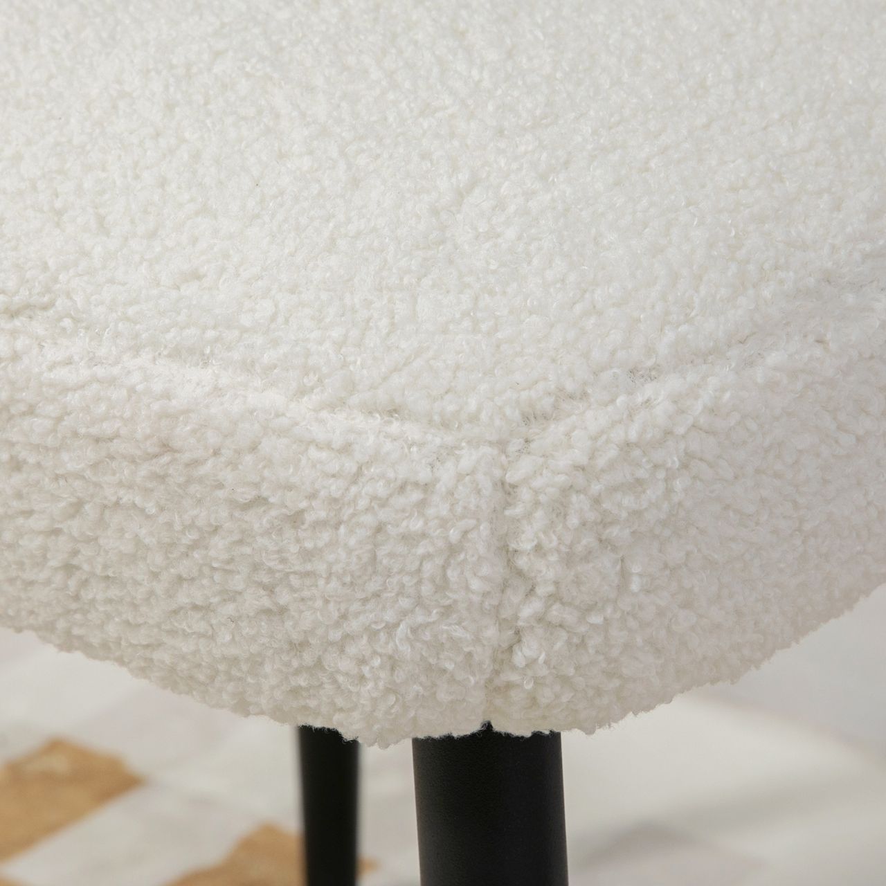 HOMCOM Fußhocker Sitzhocker Quadratischer Schminkhocker mit Kaschmir-Optik