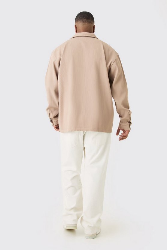 Plus langärmliges Hemd in Mocha