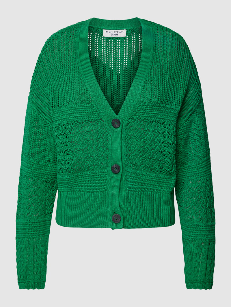 Strickjacke in unifarbenem Design mit V-Ausschnitt in grün