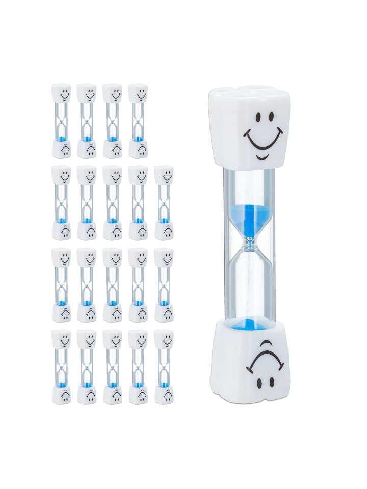 relaxdays 20x Sanduhr Zähneputzen in Weiß-Blau günstig kaufen onesize