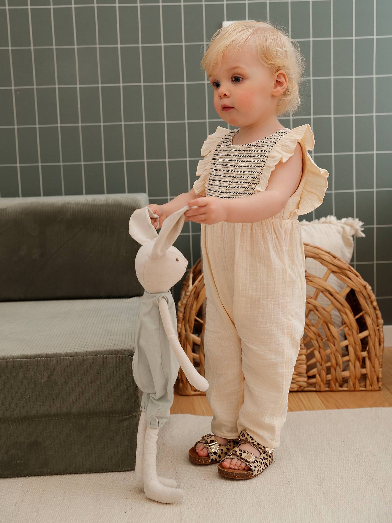 Vertbaudet Baby Overall aus Musselin - wollweiß