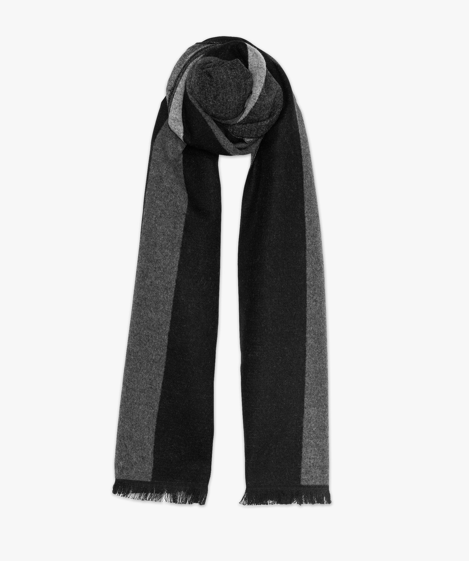 Echarpe homme à rayures et finitions franges gris | GEMO