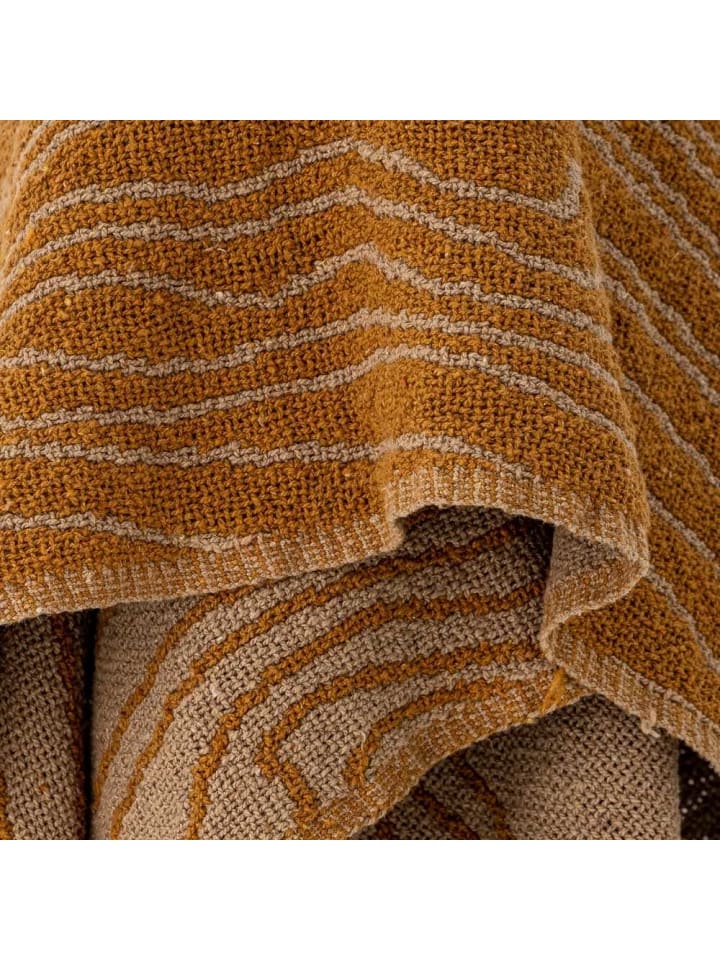 Bloomingville Decke GINNA Braun mit hellen Linien 160x130 cm günstig kaufen onesize