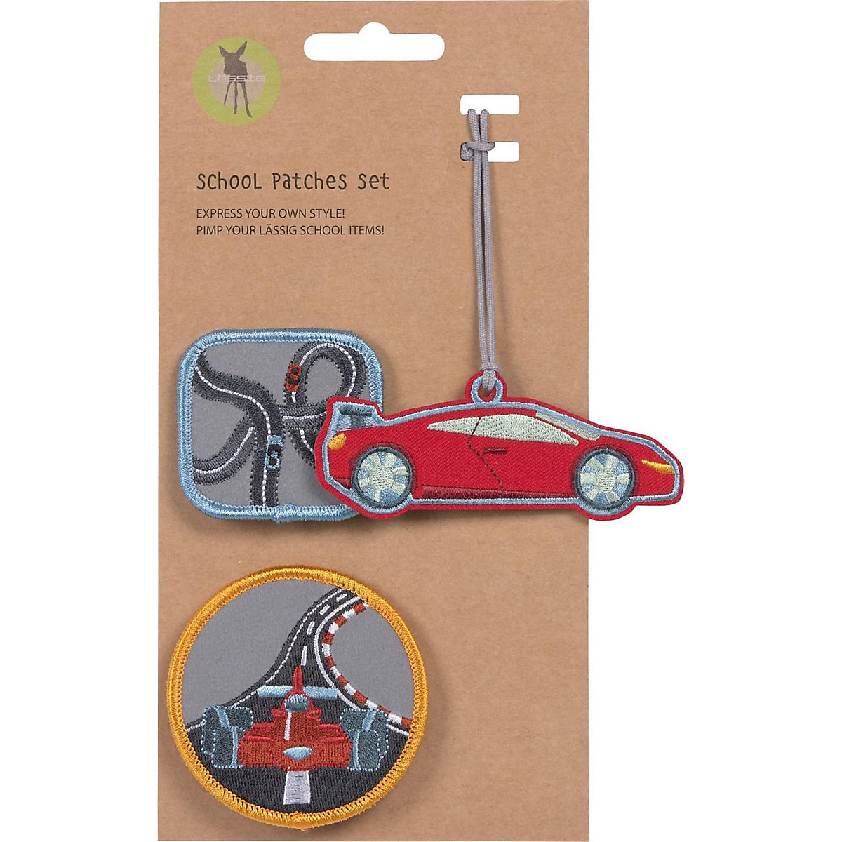 Patches für Schulranzen & Taschen Racecar, 3 Stück