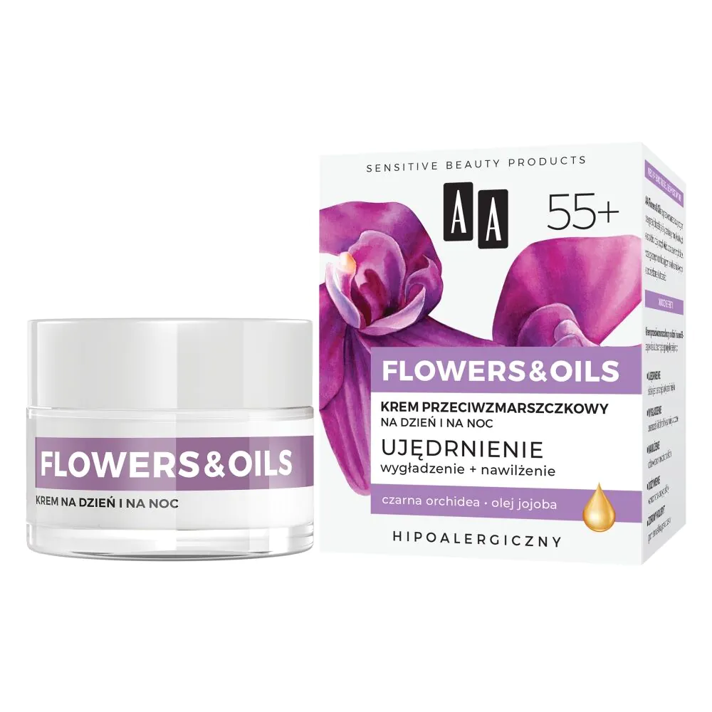 AA Flowers&Oils 55+ Opstrammende antirynke dag- og natcreme